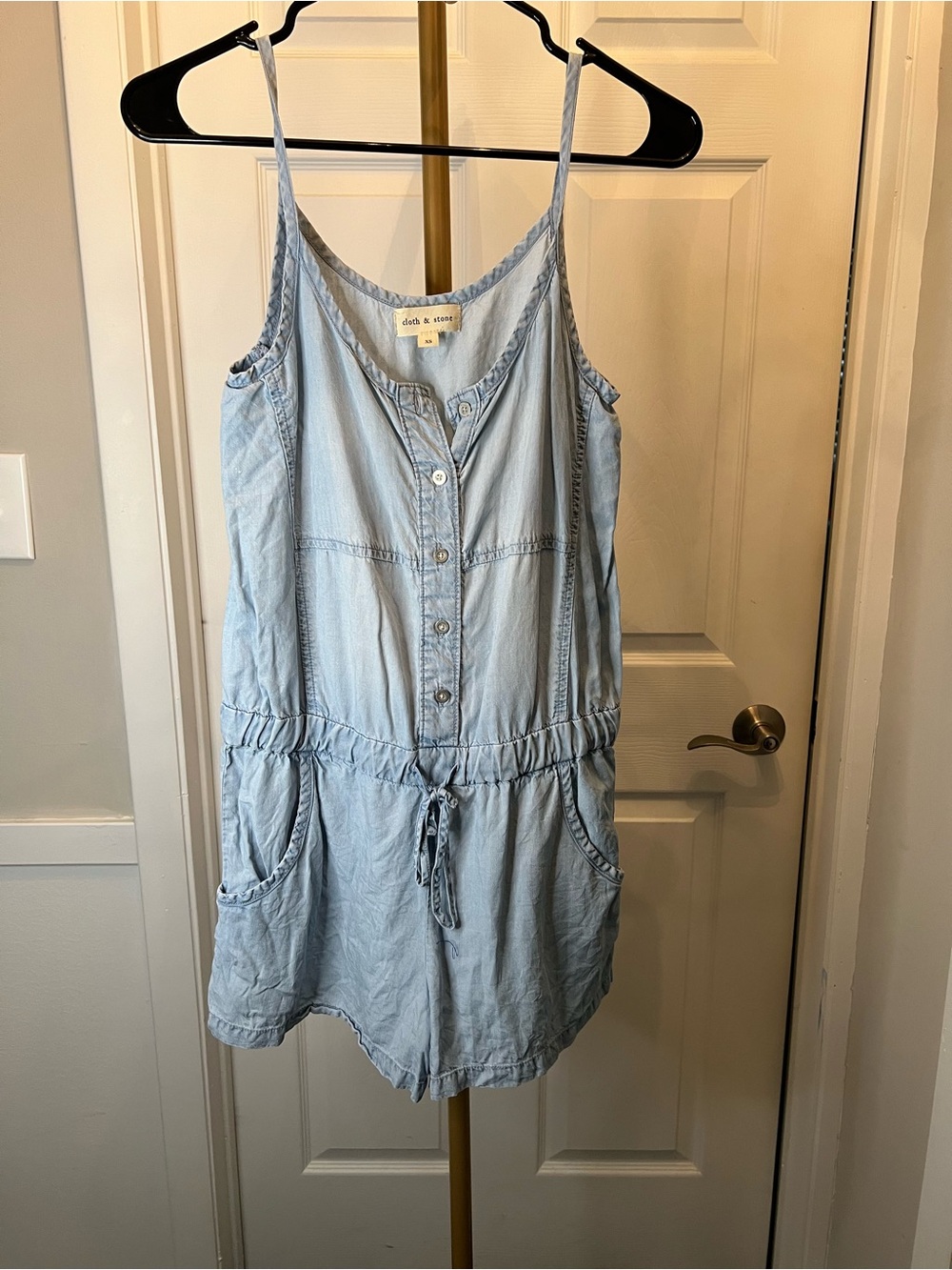 cloth & stone Light Blue Chambray short romper.